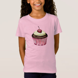 Schokoladenkuchen mit Cherry oben T-Shirt