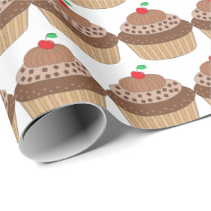 Schokoladenkuchen mit Kirschmuster Geschenkpapier