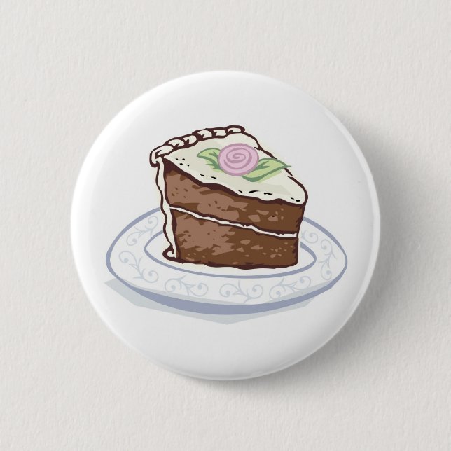 Schokoladenkuchen mit rosa Rosenakzent Button (Vorderseite)