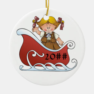 Schokoladenkuchen-Pfadfinder-Schlitten-Blondine Keramik Ornament