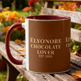 Schokoladenliebhaber Cream Script Personalisierter Tasse