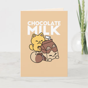 Schokoladenmilch-Trinken im Glück – Kawaii-Katzenf Feiertagskarte