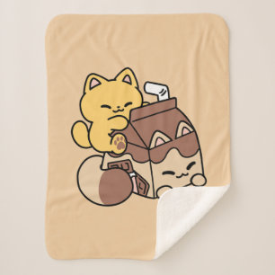 Schokoladenmilch-Trinken im Glück – Kawaii-Katzenf Sherpadecke