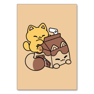 Schokoladenmilch-Trinken im Glück – Kawaii-Katzenf Tischnummer