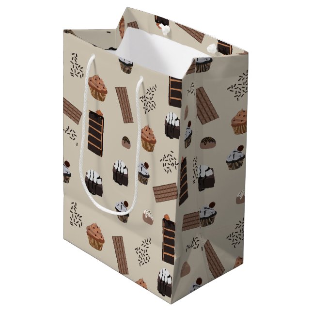 Schokoladenmuster Mittlere Geschenktüte (Vorderseite Schrägansicht)