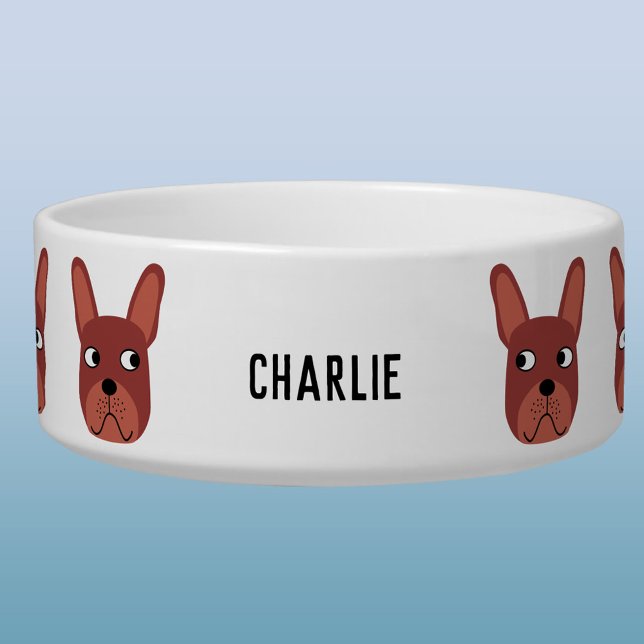 Schokoladenname Napf (Fun personalized name French Bulldog pet food or water bowl)