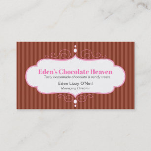 Schokoladenstreifen dekorativ weiß rosa Tafelgebäc Visitenkarte