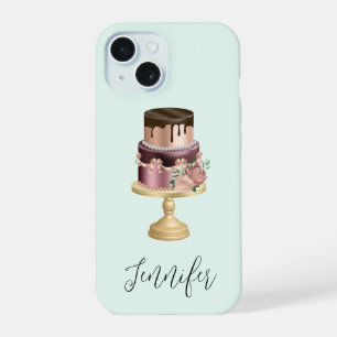 Schokoladentropfen und Rose Gold Luxuxtorte iPhone 15 Hülle