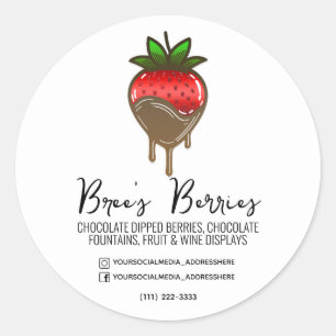 Schokoladenüberzogene getauchte Erdbeeren Beeren Runder Aufkleber