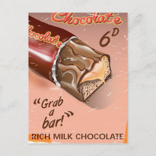Schokoladenwerbung im Vintage-Stil. Postkarte