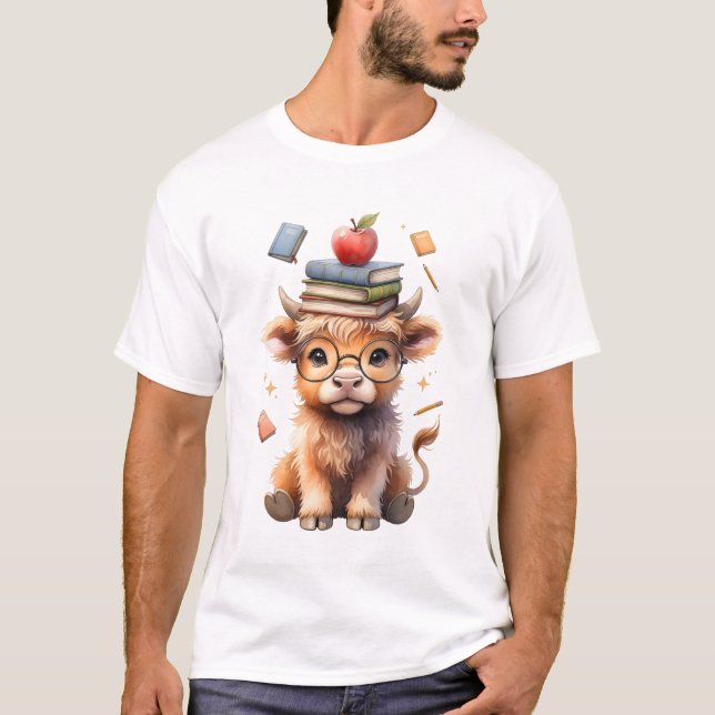 Scholarly Cow with Books T-Shirt (Vorderseite)