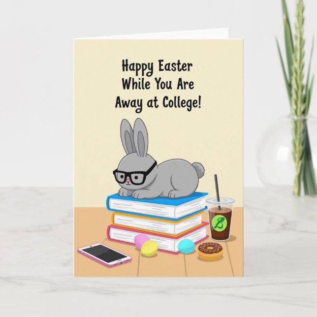 Scholarly Holiday Rabbit Card Karte (Vorderseite)