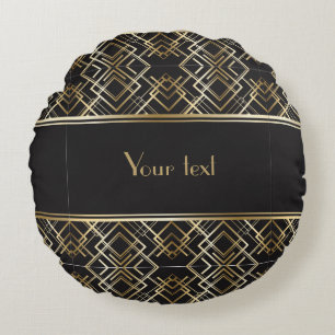 Schön,Art Deko,Muster,grau,beige,1920,retro,c Rundes Kissen