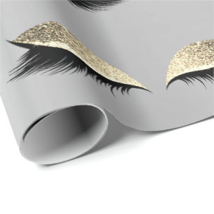 Schön Augen Schönheit Silbergoldene Glitzer Lashes Geschenkpapier