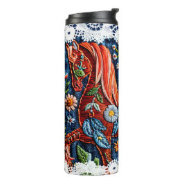 Schön besticktes Pferd Thermosbecher