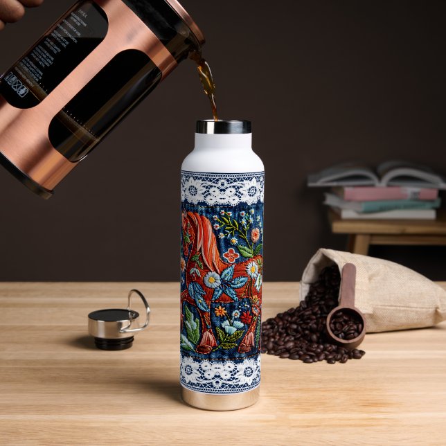 Schön besticktes Pferd Trinkflasche (Kaffee (gedreht))