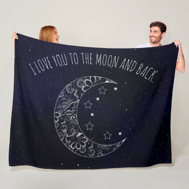 Schön, dass ich dich zum Mond und zurück Liebe hab Fleecedecke (Beispiel)