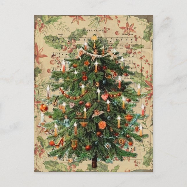 Schön dekoriert Viktorianischer Weihnachtsbaum Postkarte (Vorderseite)