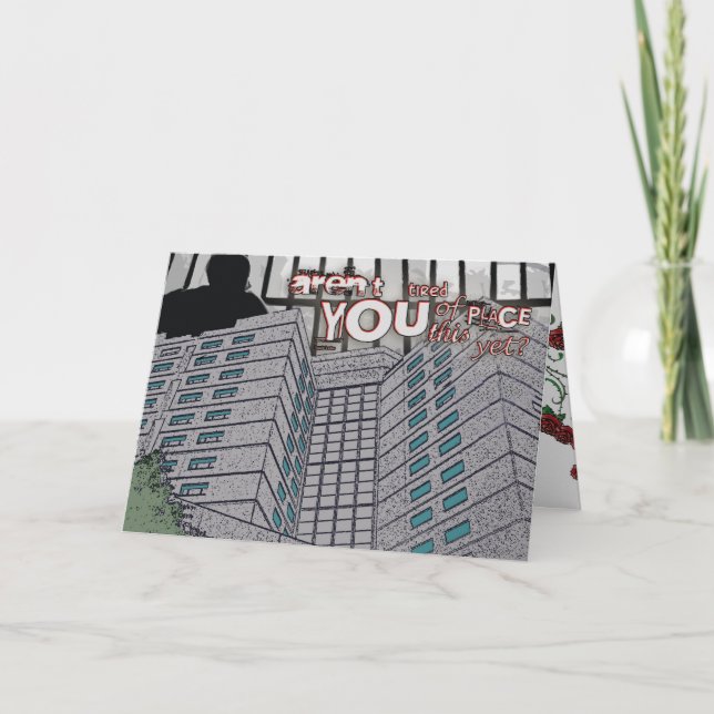 Schon ermüdet vom Gefängnis? Fräulein You Card Karte (Vorderseite)