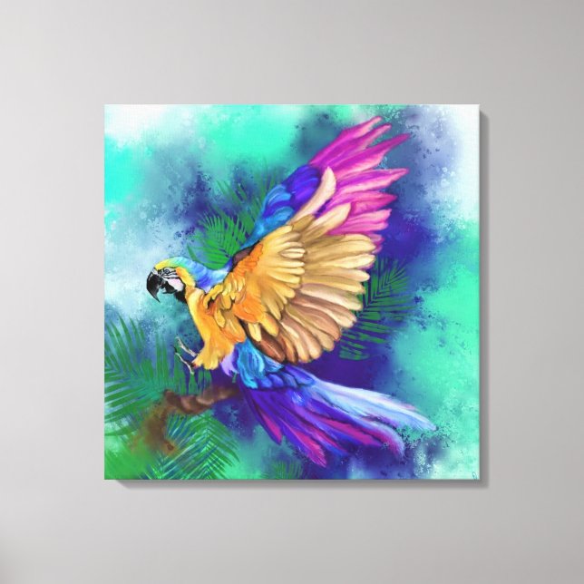 Schön farbenfrohe Papagei Canvas Print - Malerei Leinwanddruck (Vorderseite)