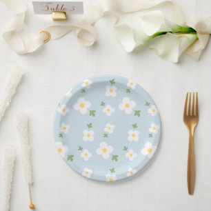 Schön Frühlingsblumen Weiß Niedliche florale Picni Pappteller
