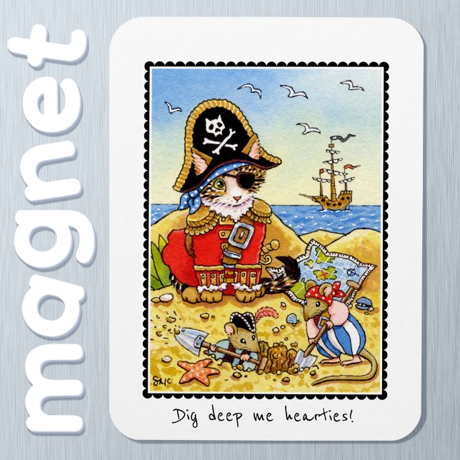 Schön! Funny Pirate Cat Maus Magnet (Von Creator hochgeladen)