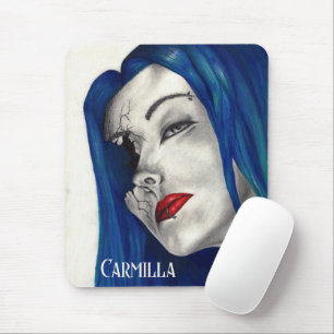 Schön gebrochene Fantasy-Goth-Girl mit blauen Haar Mousepad