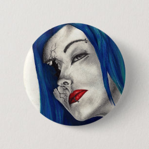Schön gebrochenes Goth-Girl-Fantasy-Originalkunstw Button