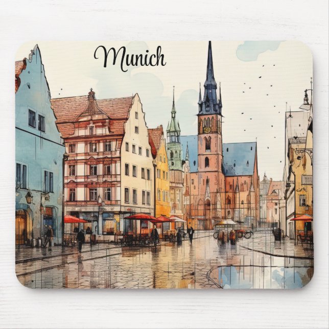 Schön gemaltes München Mousepad (Vorne)