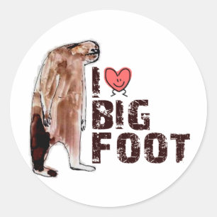 Schön! I LIEBE <3 BIGFOOT Design Auffinden von Big Runder Aufkleber