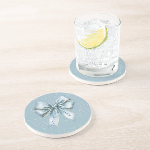 Schön in Blau mit Schleife und falschen Diamanten Getränkeuntersetzer