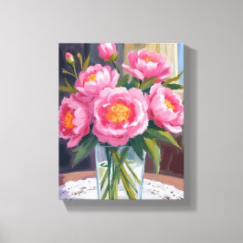 Schön in Rosa Blumenstrauß | Pfingstrose Floral Leinwanddruck