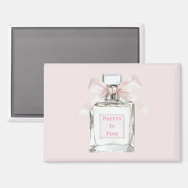 Schön in Rosa Parfümflaschen-Schleife   Magnet (Vorderseite/Rückseite)