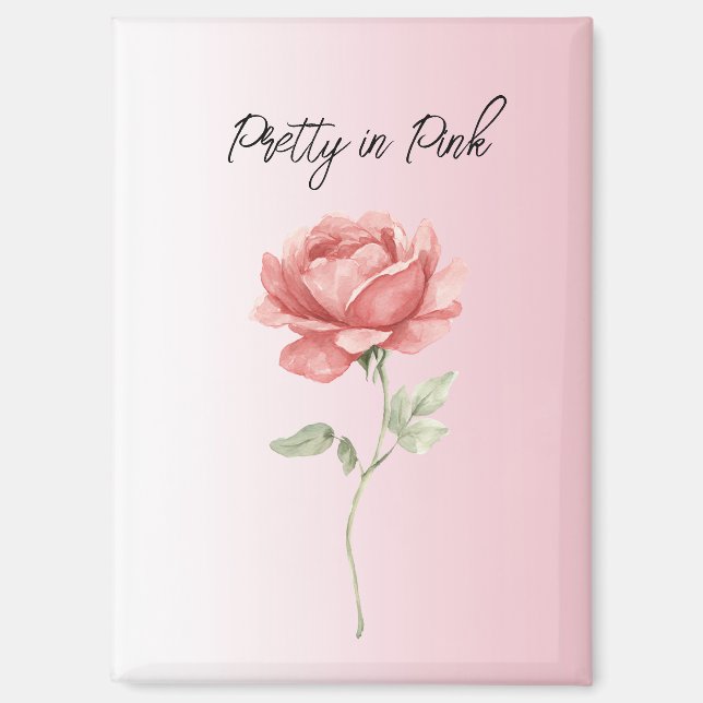 Schön in Rosa rote Rose Magnet (Vorderseite)