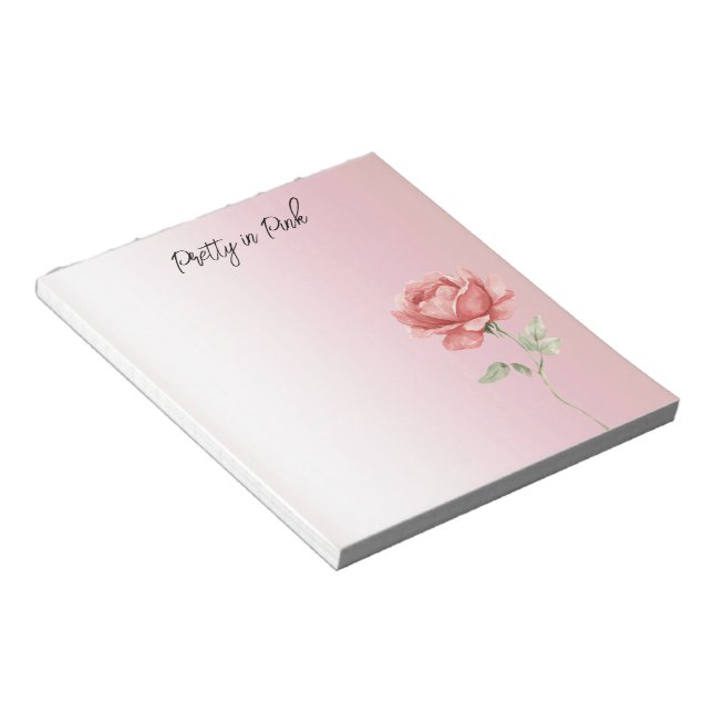 Schön in Rosa rote Rose Notizblock (angewinkelt)