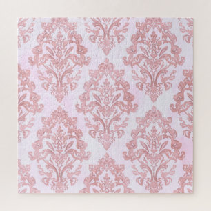 Schön in Rosa viktorianisches Damast-Wasserfarbenm Puzzle