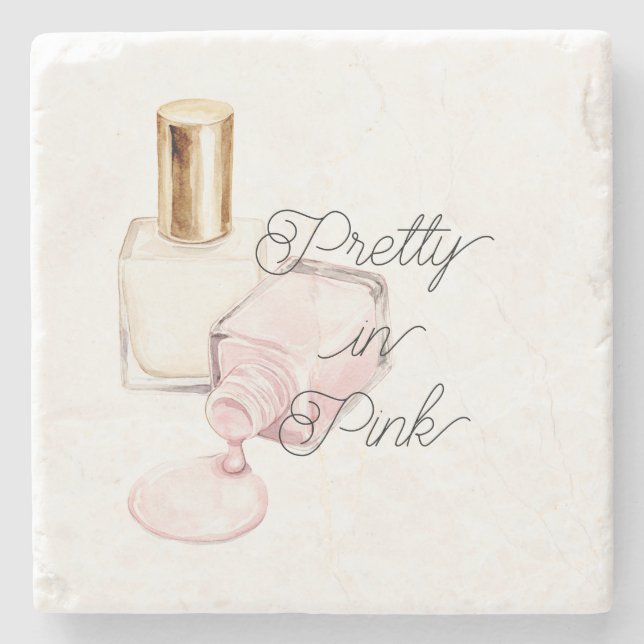Schön in Rosa Weißer Nagellack Steinuntersetzer (Vorderseite)