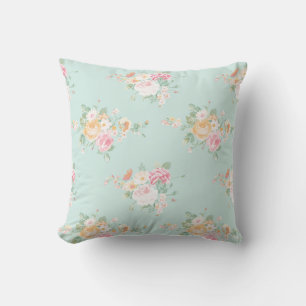 schön, Minze, Shabby Chic, Country chic, blumenre Kissen Für Draußen
