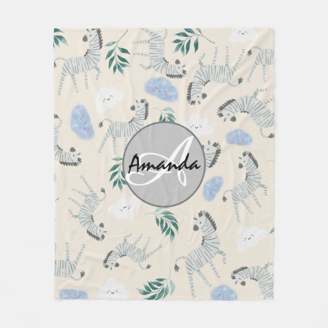 Schön mit Monogramm, rosa pastellfarbenes Kinderzi Fleecedecke (Vorderseite)