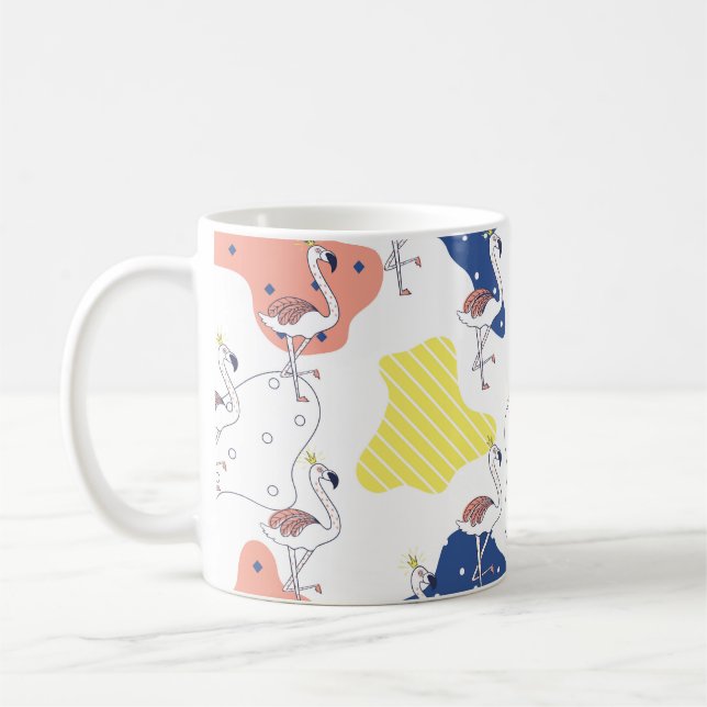 Schön rosa Flamingo mit Kronen nahtlos Pattern Kaffeetasse (Links)