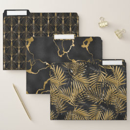 Schön schwarze und goldene Scheiben Papiermappe