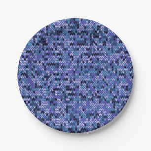 Schön , Strickmuster , gestrickt , blau und Pappteller