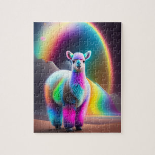 Schön süß und farbenfroh Niedlich Fluffy Llama Puzzle