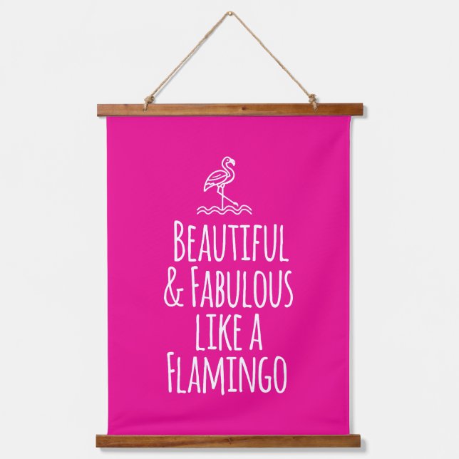 Schön und fabelhaft wie ein Flamingo Wandteppich Mit Holzrahmen (Vorderseite)