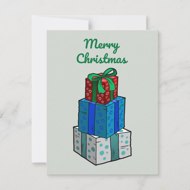 Schön verpackte Weihnachtsgeschenke Feiertagskarte (Vorderseite)