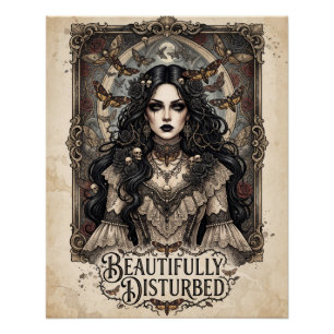 "Schön Verstört" Gothic-Frau mit Motten Poster