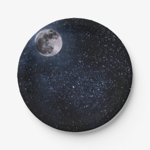 Schön, Vollmond und Sterne, Benutzerdefiniert Pappteller