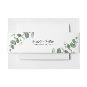 Schön zartes Eukalyptus foliage wedding invi Einladungsbanderole