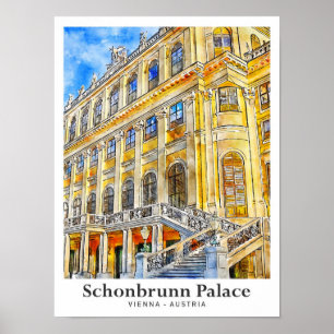 Schonbrunn Palace Vienna Austria Reisen Wasserfarb Poster