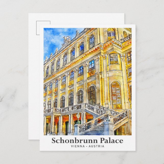 Schonbrunn Palace Vienna Austria Reisen Wasserfarb Postkarte (Vorne/Hinten)